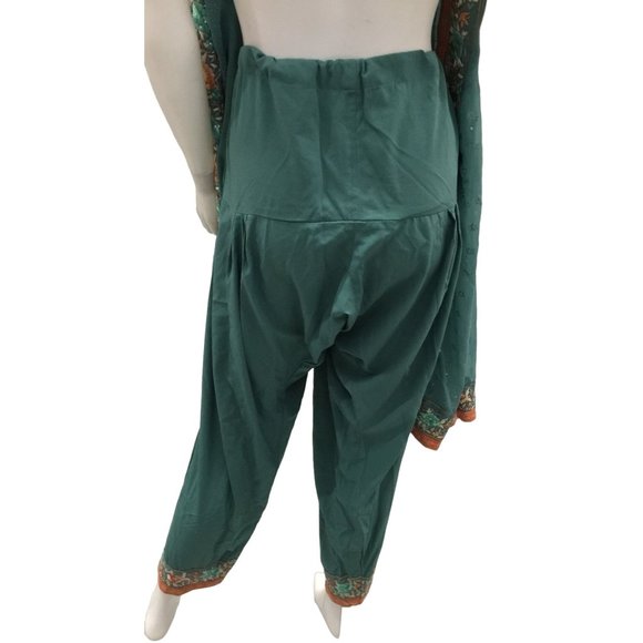 Beautiful Embroidered Flower Printed Pakistani/Indian Green Adjustable Pants - Picture 5 of 9